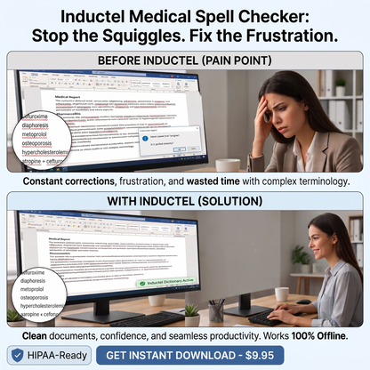 Inductel Medical Spell Checker Offline Custom Dictionary